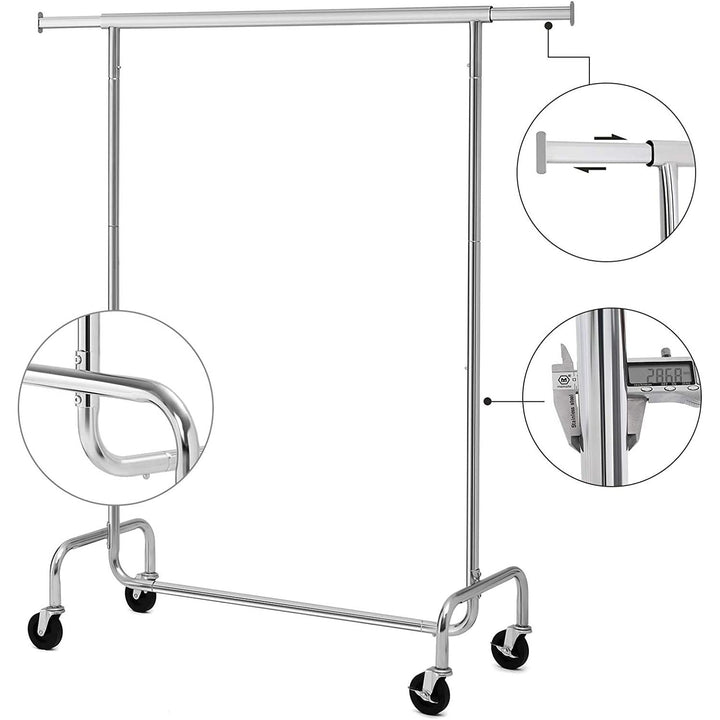 Nagy teherbírású fém ruhatartó kerekekkel, 130 kg-ig terhelhető, hossza 110-150 cm-VASBÚTOR