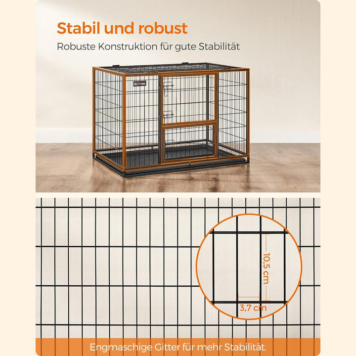 Nagy teherbírású kutyaketrec, hordozható ketrec 107x70x74,9 cm, fekete | FEANDREA-VASBÚTOR