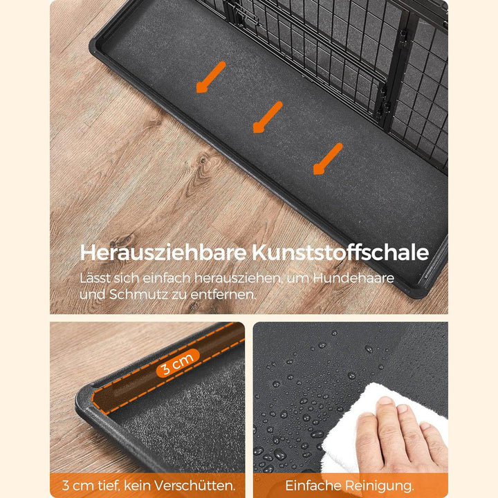 Nagy teherbírású kutyaketrec, hordozható ketrec 107x70x74,9 cm, fekete | FEANDREA-VASBÚTOR