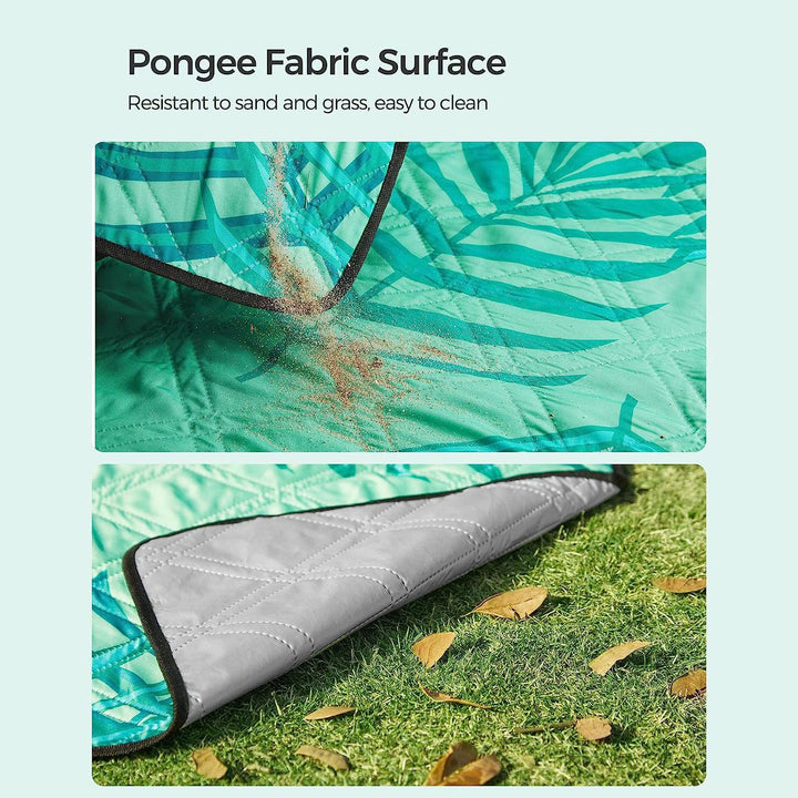 Nagy vízálló kemping takaró, strand szőnyeg 200 x 200 cm, zöld trópusi mintával-VASBÚTOR