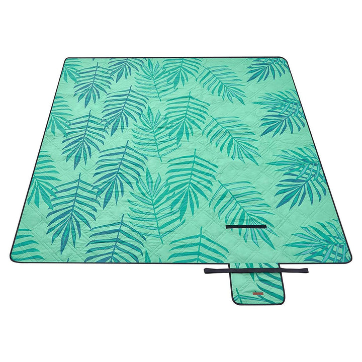 Nagy vízálló kemping takaró, strand szőnyeg 200 x 200 cm, zöld trópusi mintával-VASBÚTOR