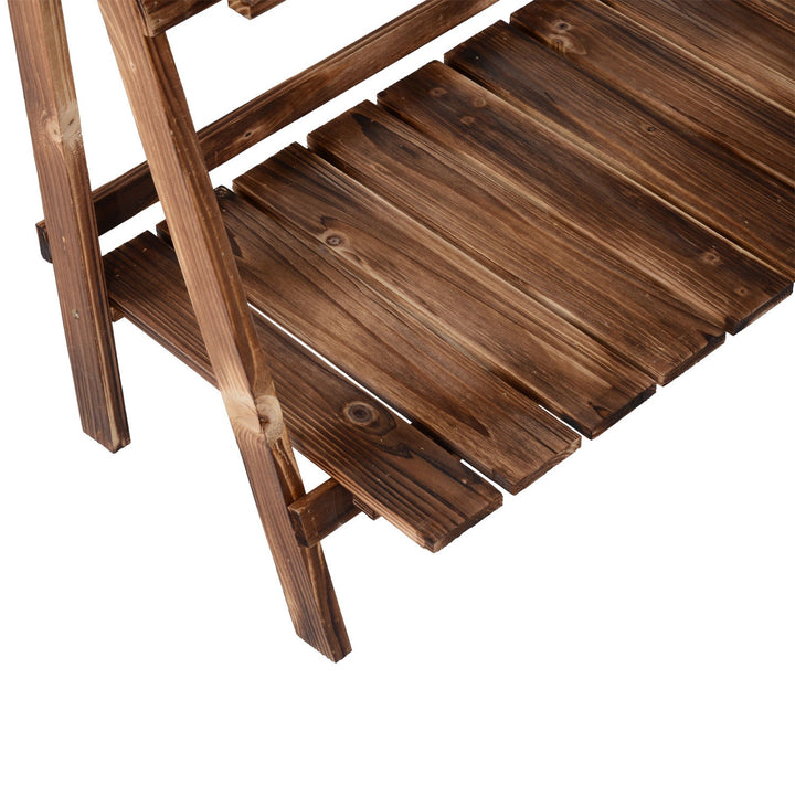 Növénylépcsők, Virágpolc 3 lépcsős 80 x 37 x 93 cm, fenyőfa Sötétbarna-VASBÚTOR