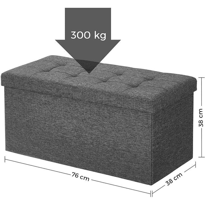 Összecsukható vászon tárolópuff 76x38x38cm, felnyitható ottomán, sötétszürke-VASBÚTOR