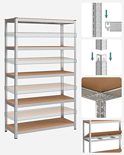 Ötszintes polcrendszer, acél polcrendszer tároláshoz, teherbírás 875 kg, 60 x 120 x 200 cm, ezüst-VASBÚTOR