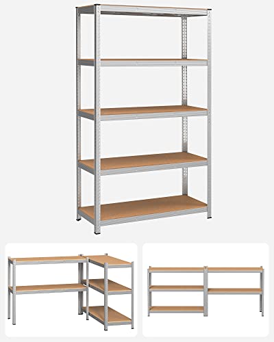 Ötszintes polcrendszer, acél polcrendszer tároláshoz, teherbírás 875 kg, 60 x 120 x 200 cm, ezüst-VASBÚTOR