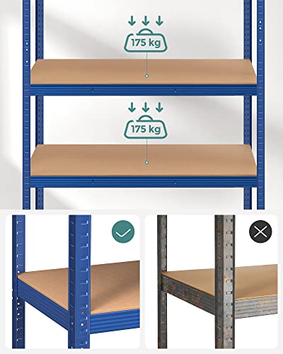 Ötszintes polcrendszer, acél polcrendszer tárolásra, teherbírás 875 kg, 60 x 120 x 200 cm, kék-VASBÚTOR