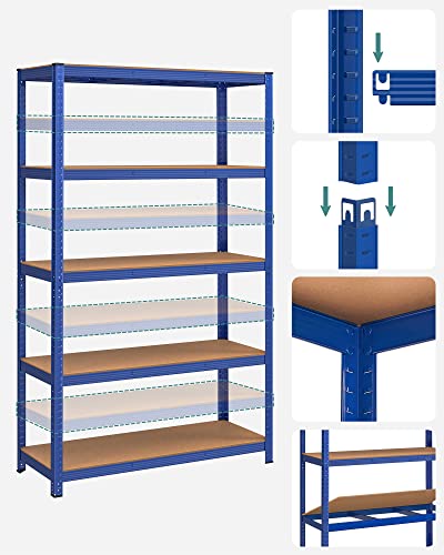 Ötszintes polcrendszer, acél polcrendszer tárolásra, teherbírás 875 kg, 60 x 120 x 200 cm, kék-VASBÚTOR