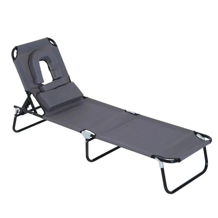 Outsunny napozóágy, relax nyugágy 190x56x28 cm, szürke-VASBÚTOR