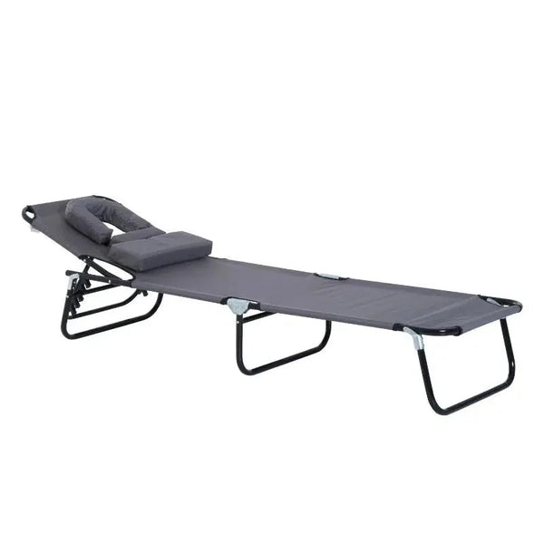 Outsunny napozóágy, relax nyugágy 190x56x28 cm, szürke-VASBÚTOR