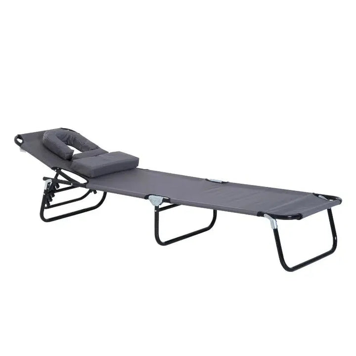 Outsunny napozóágy, relax nyugágy 190x56x28 cm, szürke-VASBÚTOR
