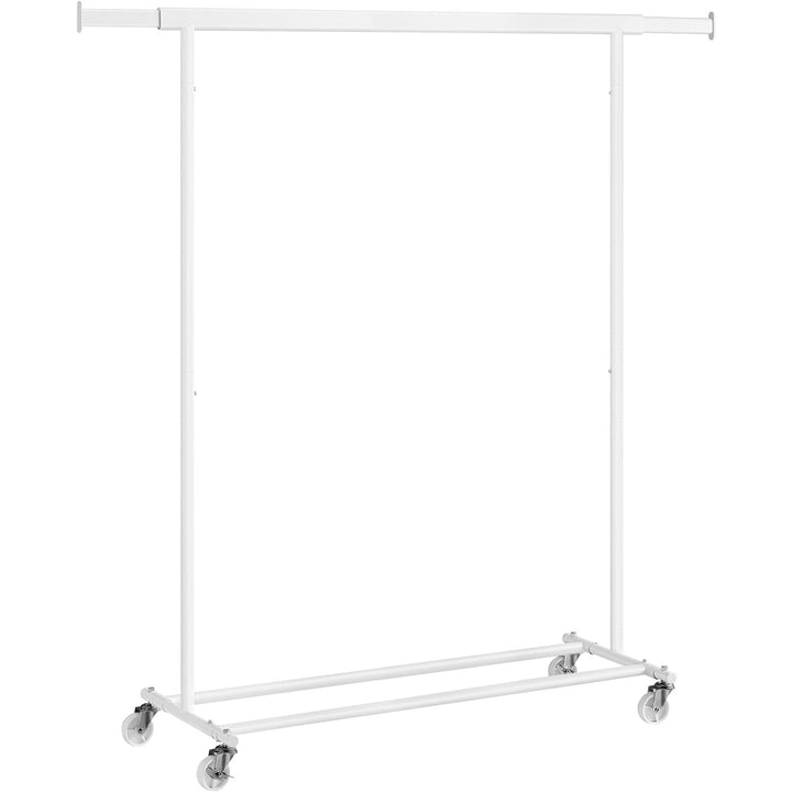 Ruhaáállvány, gurulós, ruháknak max teherbírás 90kg, fehér, 92-132 cm között állítható-VASBÚTOR