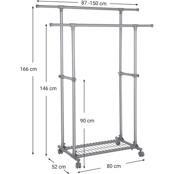 Ruhaállvány, Kettős ruhasín hosszabbítható 87-tol 150 cm-ig-VASBÚTOR