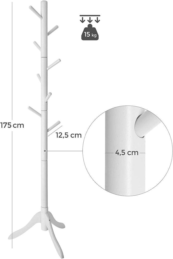 Ruhafogas, fa kabátállvány 8 akasztóval, fehér-VASBÚTOR