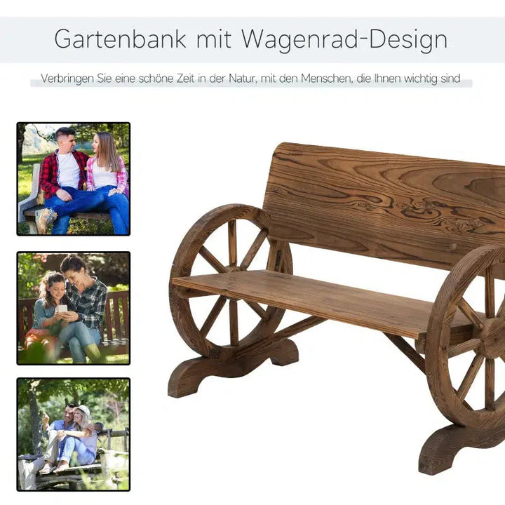 Rusztikus kerti pad karfákkal, tömör fa, barna, 114 x 58 x 80 cm-VASBÚTOR