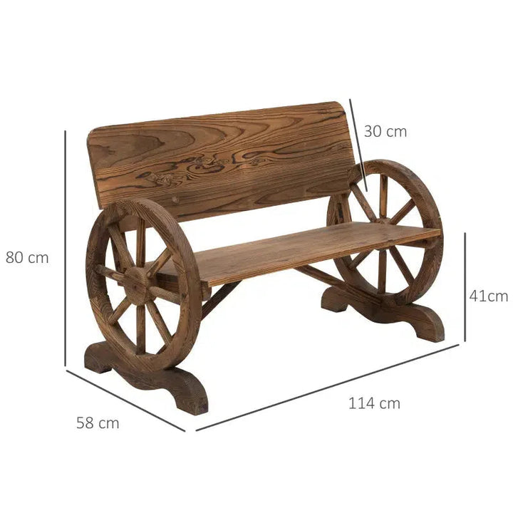 Rusztikus kerti pad karfákkal, tömör fa, barna, 114 x 58 x 80 cm-VASBÚTOR