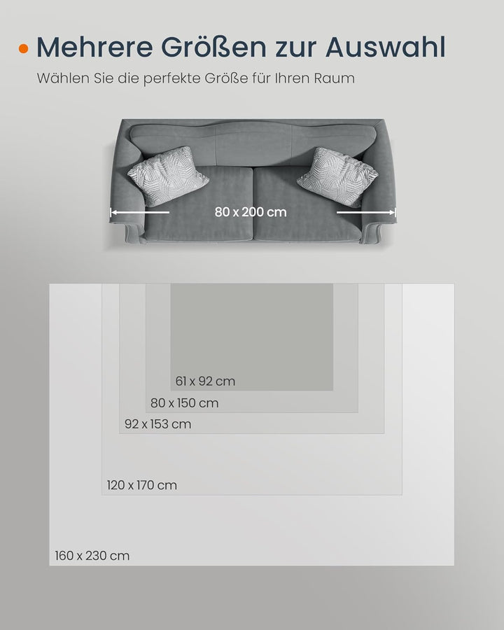 SONGMICS HOME szőnyeg, 61 x 92 cm, csúszásmentes nappali szőnyeg, szürke-VASBÚTOR