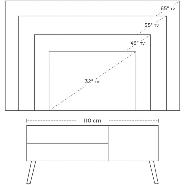 Skandináv TV állvány 110 x 40 x 49,5 cm fehér-VASBÚTOR