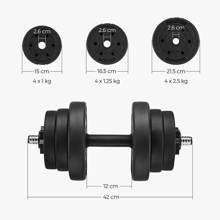 Súlyzókészlet 2 db-os, 2 x 10 kg, állítható súlyok, fekete-VASBÚTOR