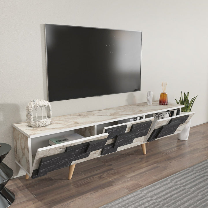 TV szekrény 3 D - White, Marble-VASBÚTOR