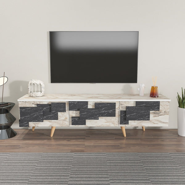 TV szekrény 3 D - White, Marble-VASBÚTOR