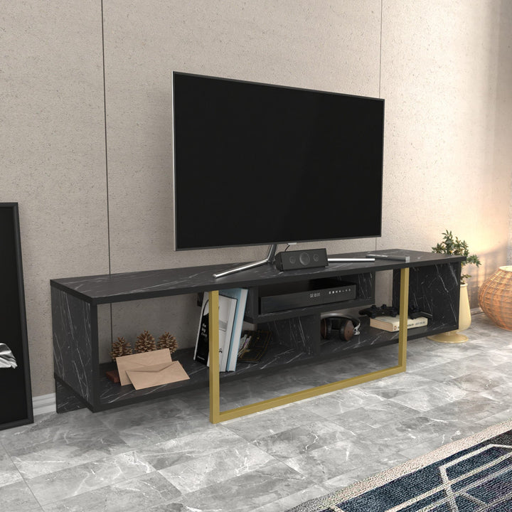 TV szekrény Asal 150 - Black, Gold-VASBÚTOR