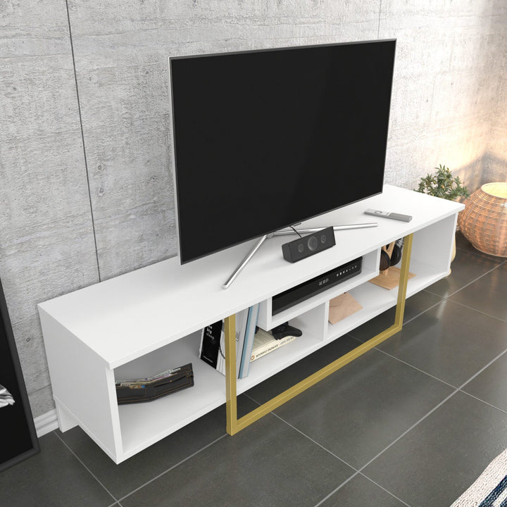 TV szekrény Asal 150 - White, Gold-VASBÚTOR