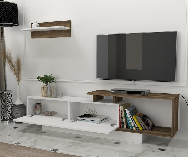 TV szekrény Asos - Fehér, Diós-VASBÚTOR