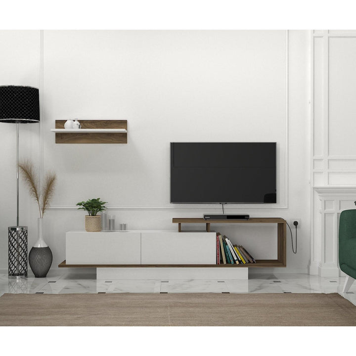 TV szekrény Asos - Fehér, Diós-VASBÚTOR