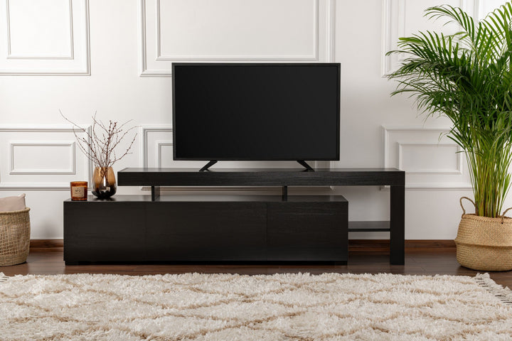 TV szekrény Beliz - Wood Black-VASBÚTOR
