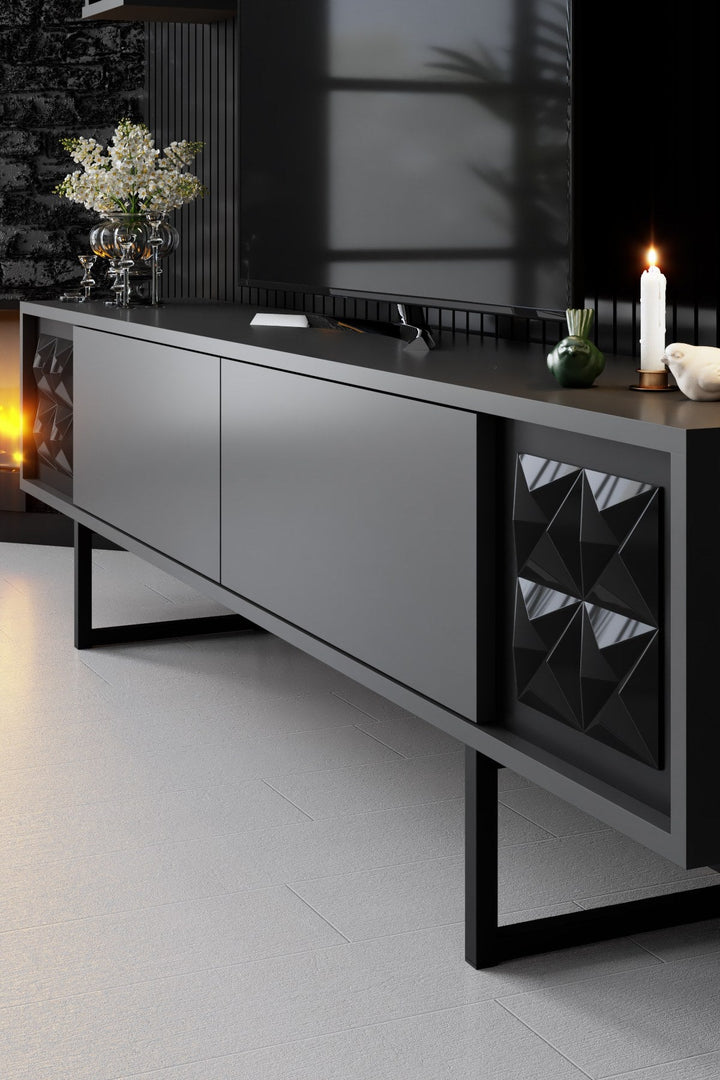 TV szekrény Black Line - Anthracite, Black-VASBÚTOR