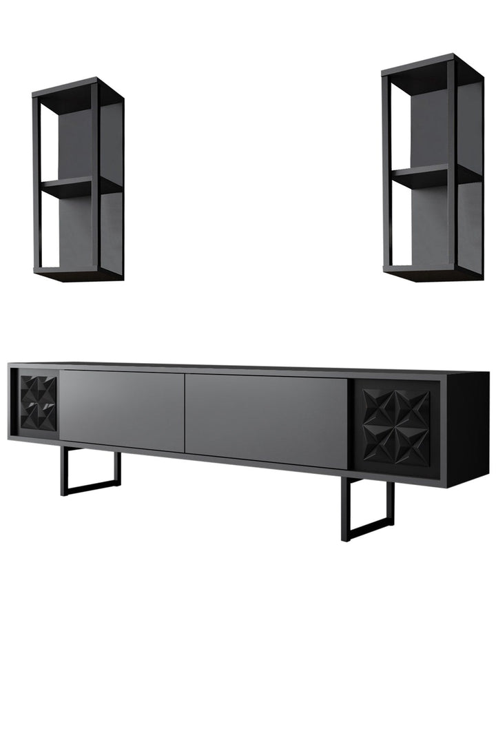 TV szekrény Black Line - Anthracite, Black-VASBÚTOR
