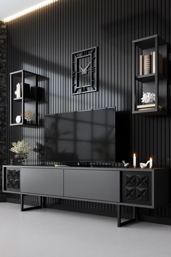 TV szekrény Black Line - Anthracite, Black-VASBÚTOR