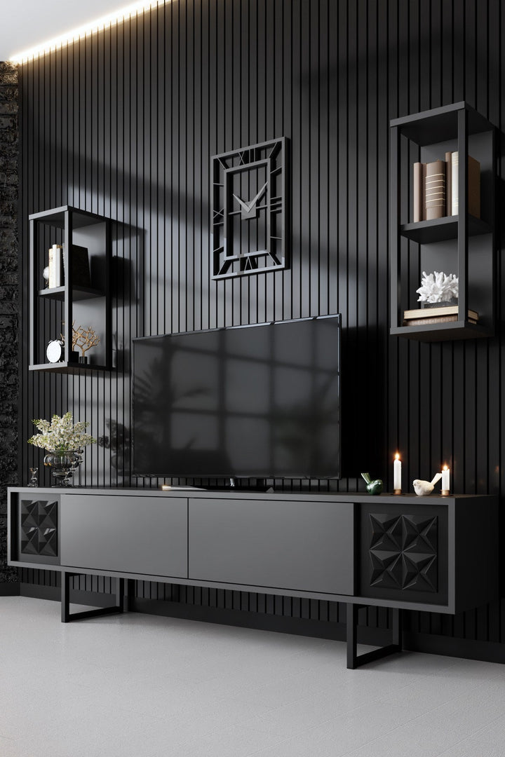 TV szekrény Black Line - Anthracite, Black-VASBÚTOR