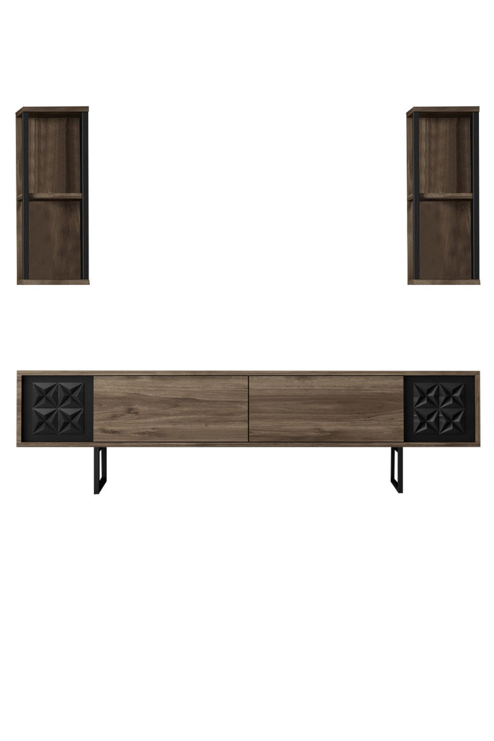 TV szekrény Black Line - Walnut, Black-VASBÚTOR