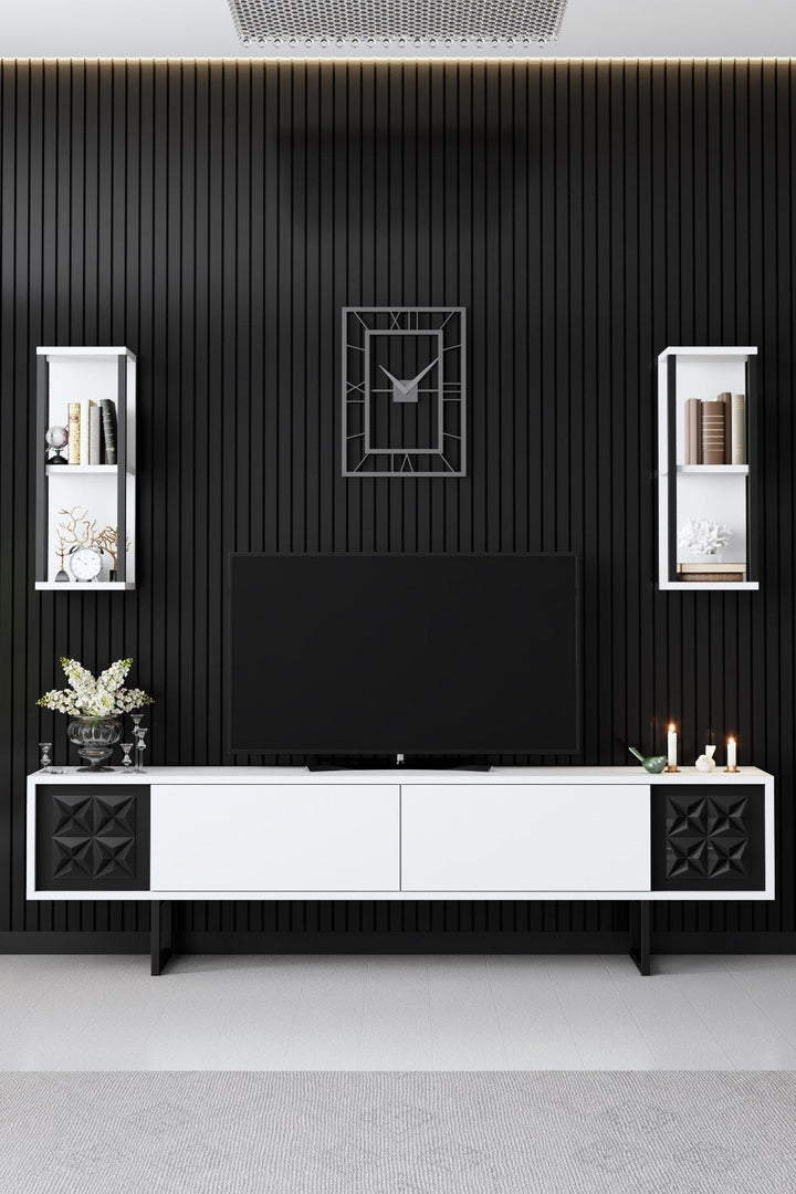TV szekrény Black Line - White, Black-VASBÚTOR