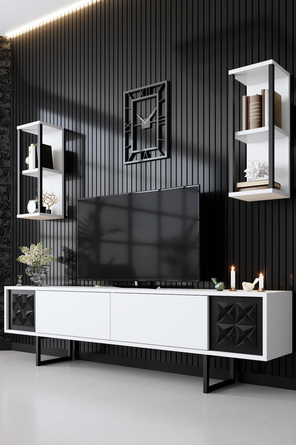 TV szekrény Black Line - White, Black-VASBÚTOR