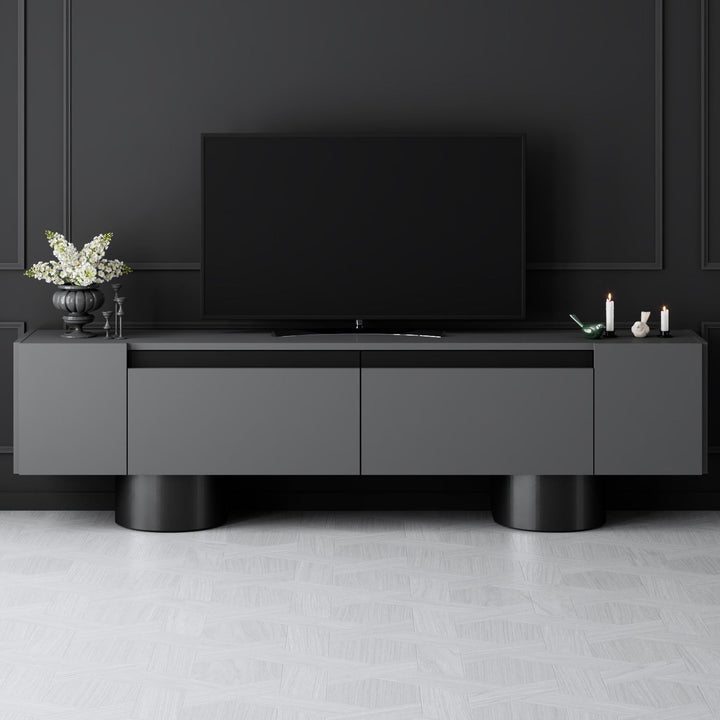 TV szekrény Bohem - Anthracite, Black-VASBÚTOR