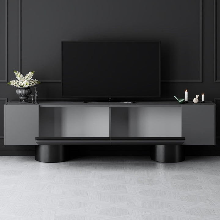 TV szekrény Bohem - Anthracite, Black-VASBÚTOR