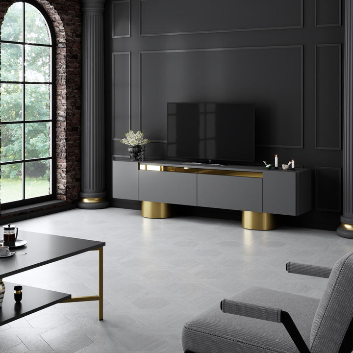 TV szekrény Bohem - Anthracite, Gold-VASBÚTOR