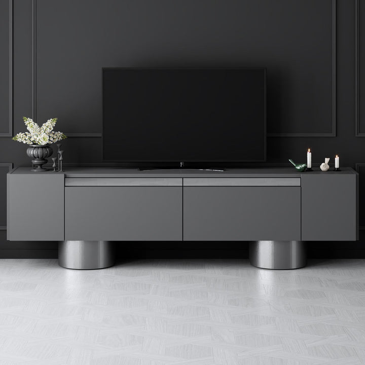 TV szekrény Bohem - Anthracite, Silver-VASBÚTOR