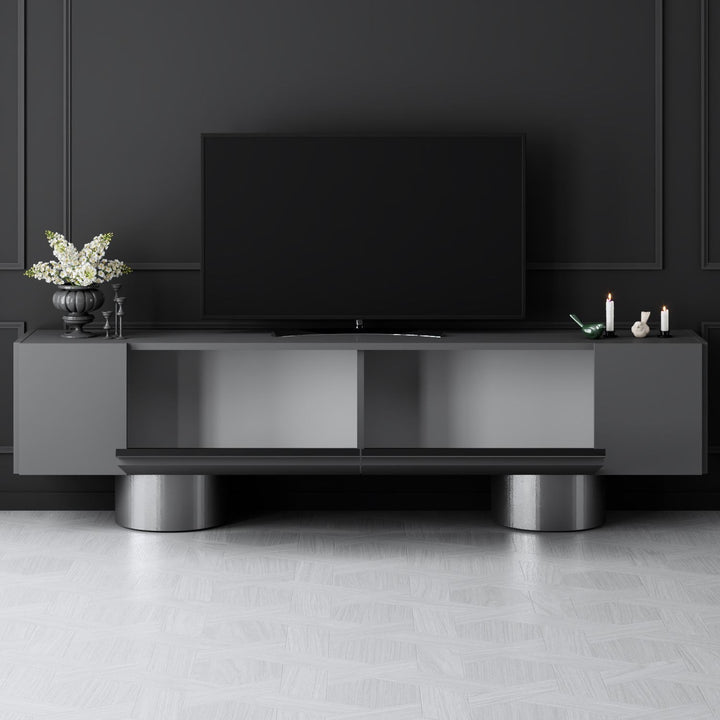 TV szekrény Bohem - Anthracite, Silver-VASBÚTOR