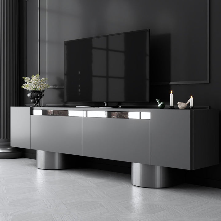 TV szekrény Bohem - Anthracite, Silver-VASBÚTOR