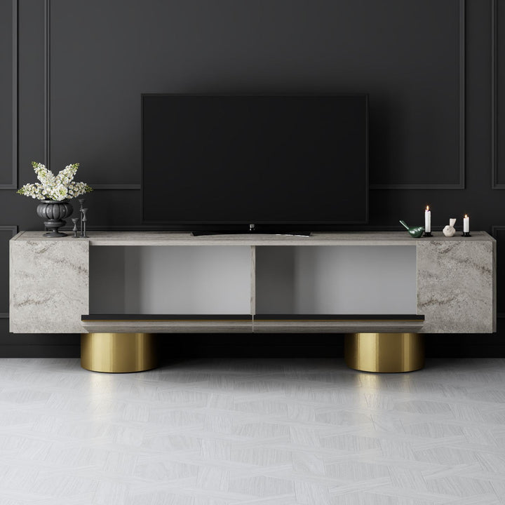 TV szekrény Bohem - Travertine, Gold-VASBÚTOR