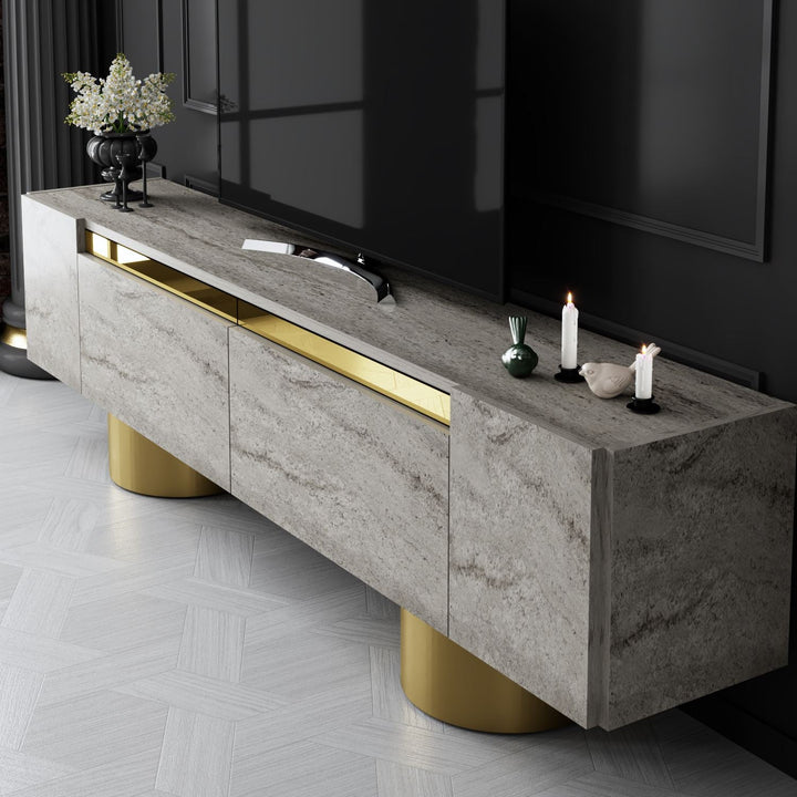 TV szekrény Bohem - Travertine, Gold-VASBÚTOR