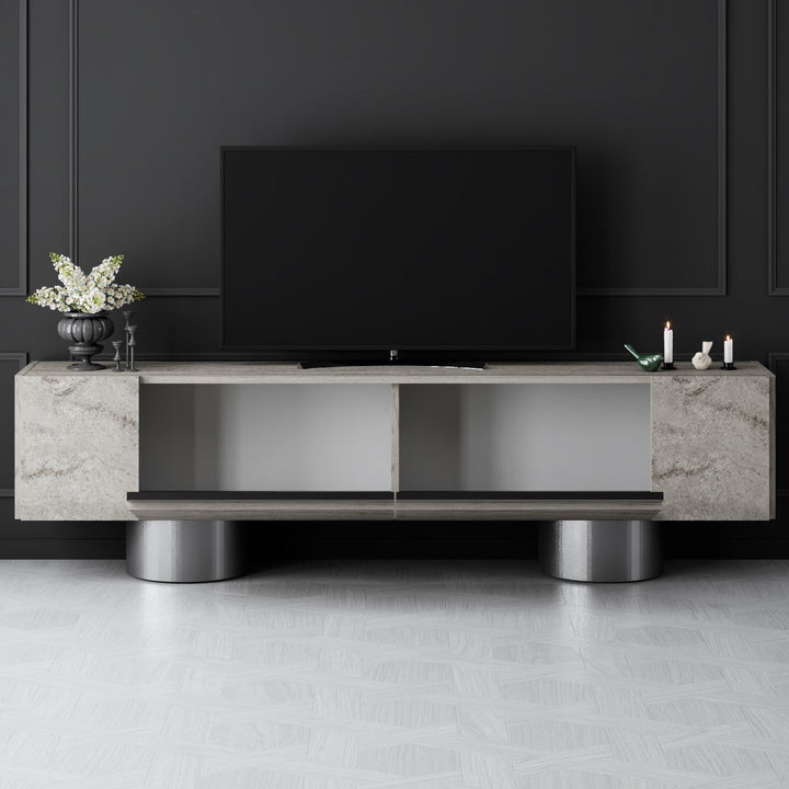 TV szekrény Bohem - Travertine, Silver-VASBÚTOR