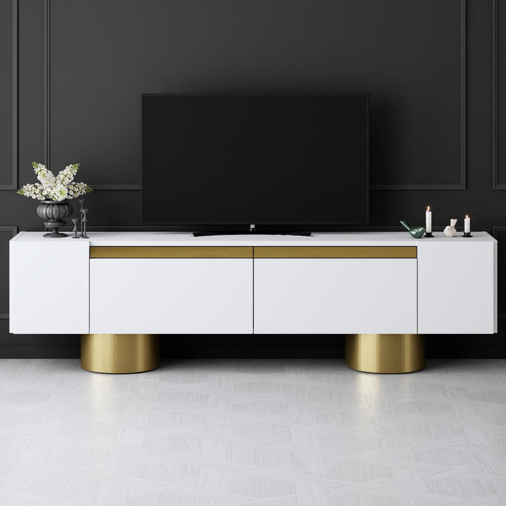 TV szekrény Bohem - White, Gold-VASBÚTOR