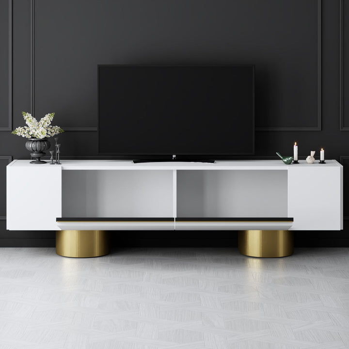 TV szekrény Bohem - White, Gold-VASBÚTOR