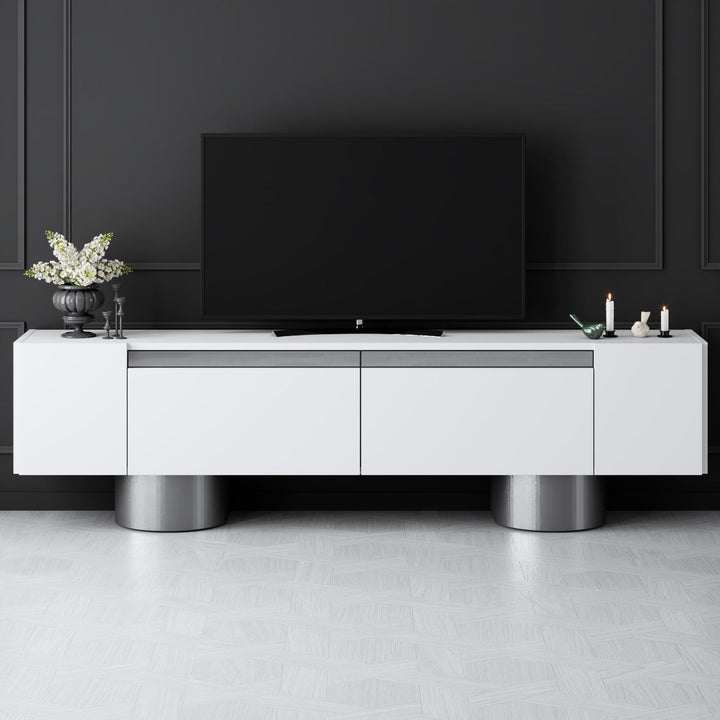 TV szekrény Bohem - White, Silver-VASBÚTOR
