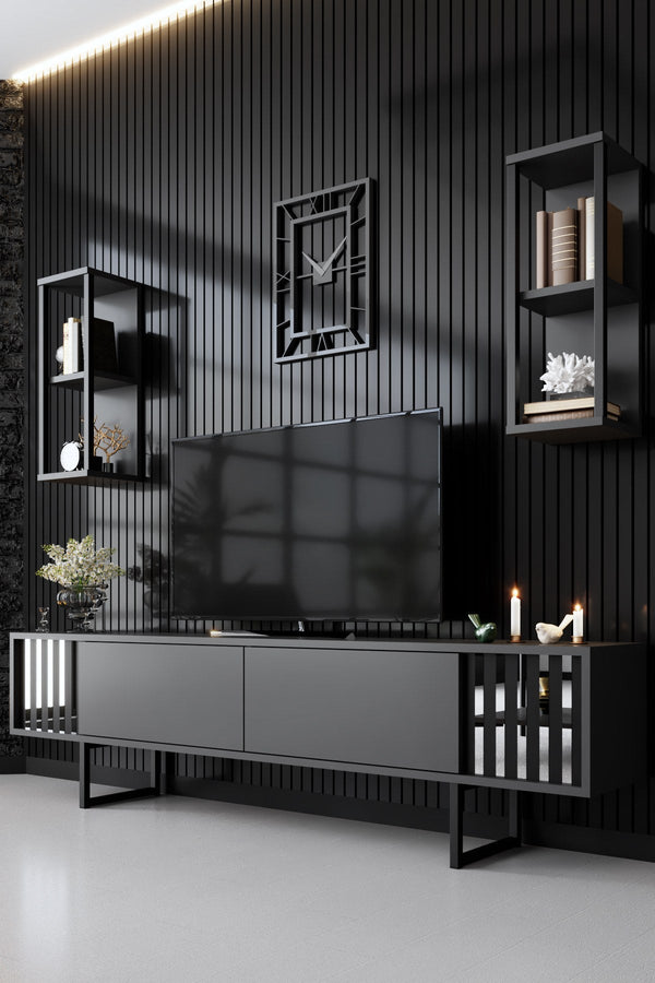 TV szekrény Chrome Line - Anthracite, Black-VASBÚTOR