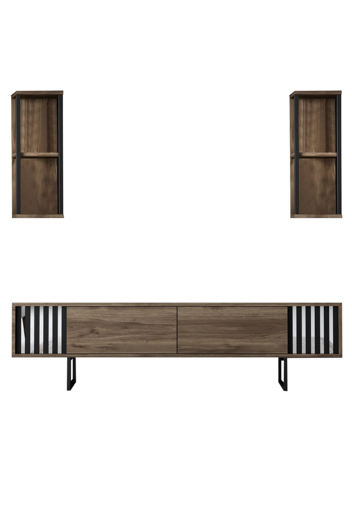 TV szekrény Chrome Line - Walnut, Black-VASBÚTOR